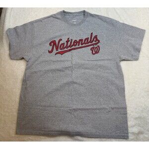 Nationals Mens Gray Graphic Print Cotton Blend Crew Neck Short Sleeve T-Shirt XL